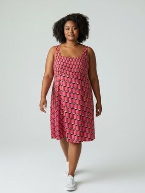 Diane Von Furstenberg Pink & Red Geometric Sleeveless Dress